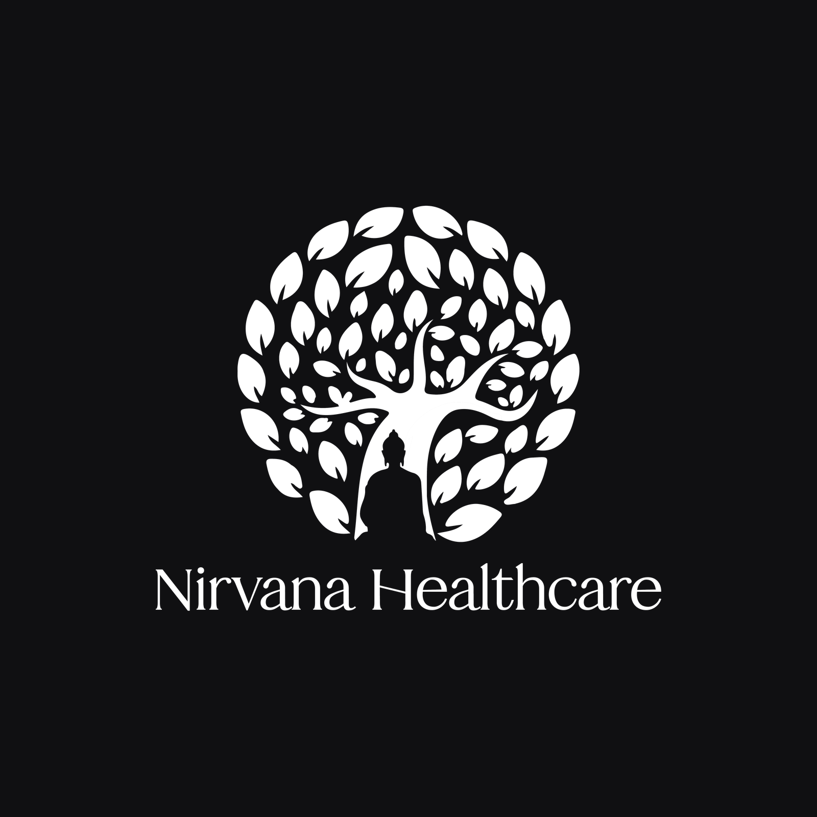 Nirvana-Web logo in white on black — knockout variant for dark surfaces